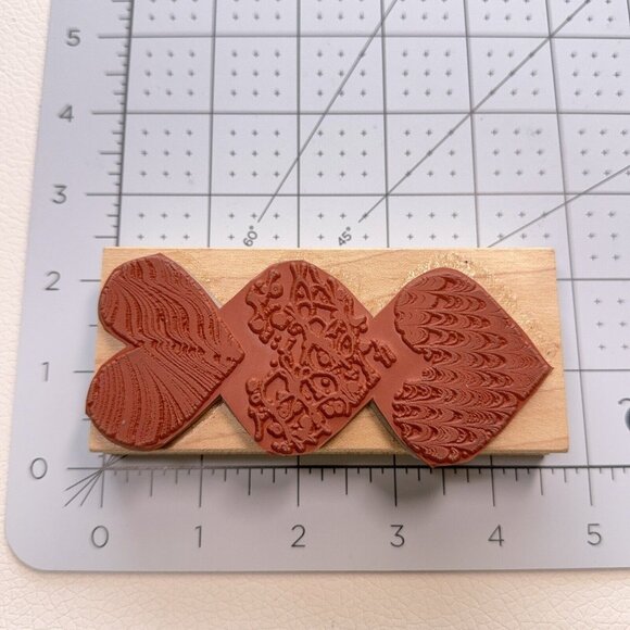 Stacked Hearts Rubber Stamp Abstract Wavy Dripping Love Romance Craft - Picture 4 of 4